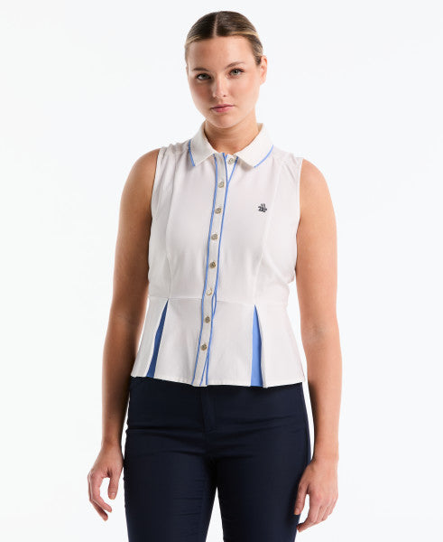 Haut Sans Manches Jamie Sadock - Bleu Et Blanc - Taille M - 100% Coton (Occasion Parfait état)